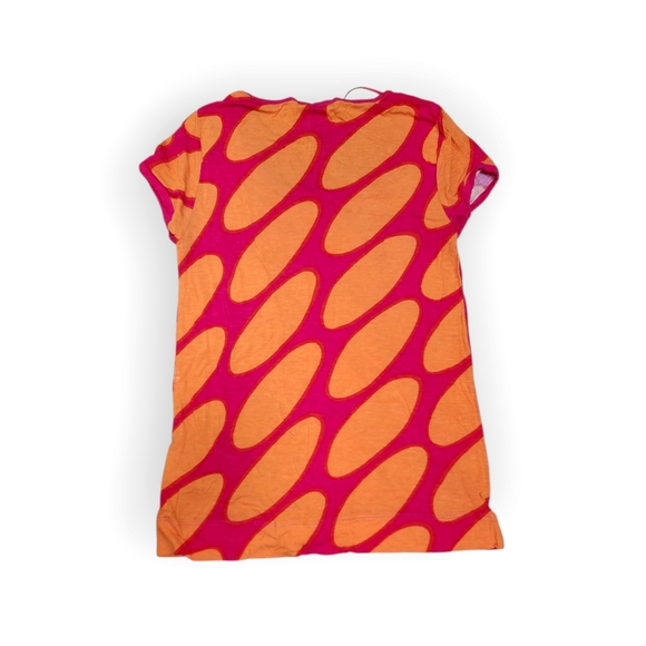 Marimekko for H&M Top Shirt Blouse Orange Dots Pink 100% Viscose Women's Size M - Picture 3 of 6